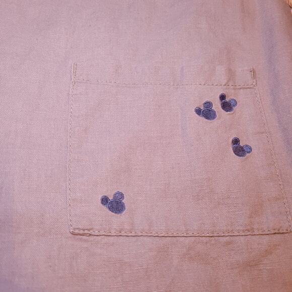 Junk Food X Disney Gray Embroidered Mickey Mouse Linen Blend Shorts Romper Med - Picture 3 of 9